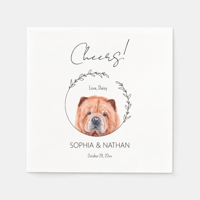 Serviette En Papier Cocktail Mariage simple Chow Chow Chien (Devant)
