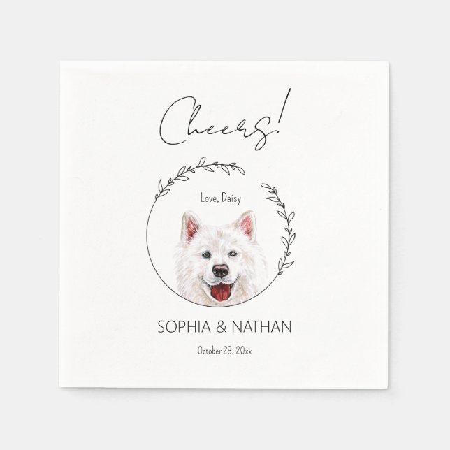 Serviette En Papier Cocktail Mariage simple Samoyed Dog (Devant)