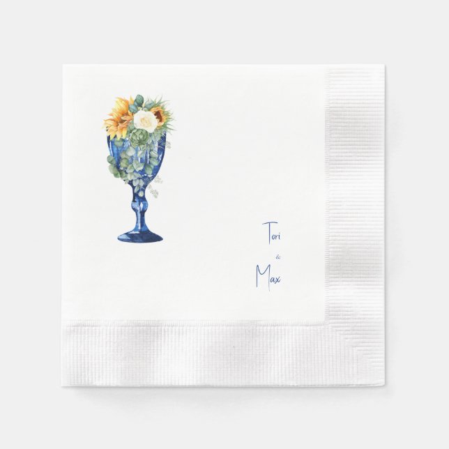 Serviette En Papier Cocktail Mariage toscan méditerranéen (Devant)