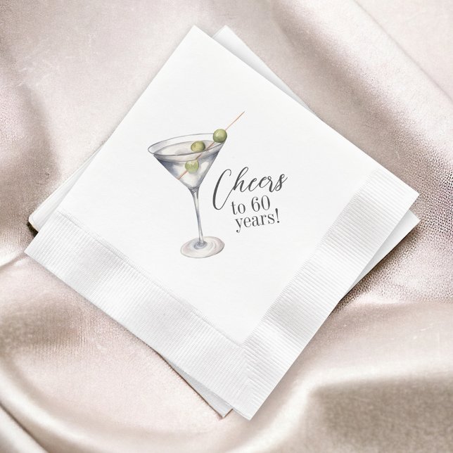 Serviette En Papier Cocktail Martini 60 ans fête d'anniversaire (Créateur téléchargé)