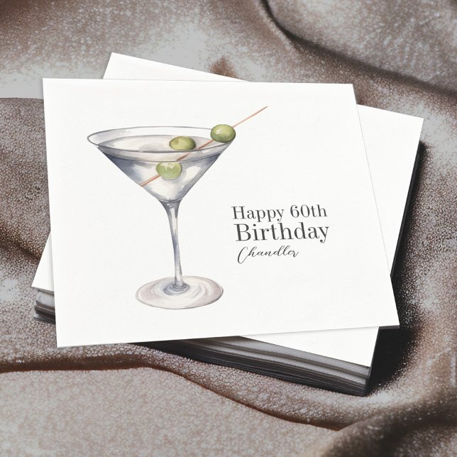 Serviette En Papier Cocktail Martini 60e fête d'anniversaire (Créateur téléchargé)
