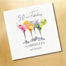 Cocktail Martini Aquarelle Joyeux 50e Anniversaire