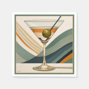 Serviette En Papier Cocktail Martini Conception du milieu du siècle