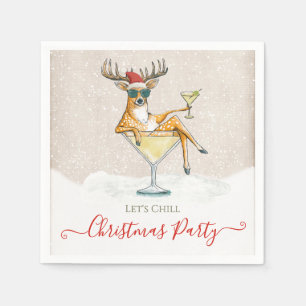 Serviette En Papier Cocktail Martini du Renne du Père Noël pour la fêt