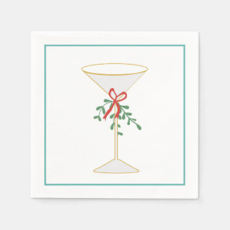 Serviette En Papier Cocktail Martini & Mistletoe Napkin