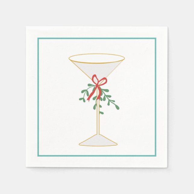 Serviette En Papier Cocktail Martini & Mistletoe Napkin (Devant)
