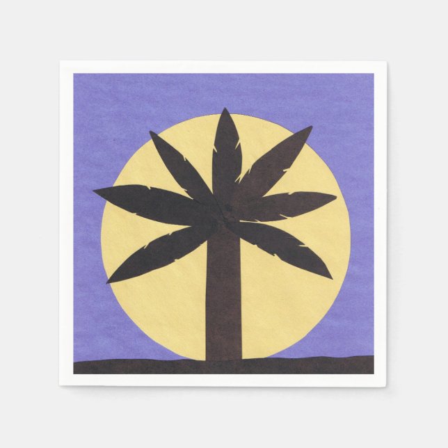 Serviette En Papier Cocktail Napkin avec un Palm Tree Design (Devant)