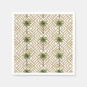 Serviette En Papier Cocktail Napkin Gold avec palmiers