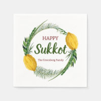 Cocktail Napkin Happy Sukkot Lulav Personnalisé