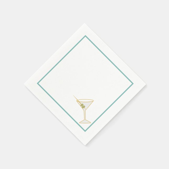 Serviette En Papier Cocktail Napkin II Martini & Olive (Coin)