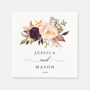 Serviette En Papier Cocktail Napkin Mariage de Marsala en Bourgogne