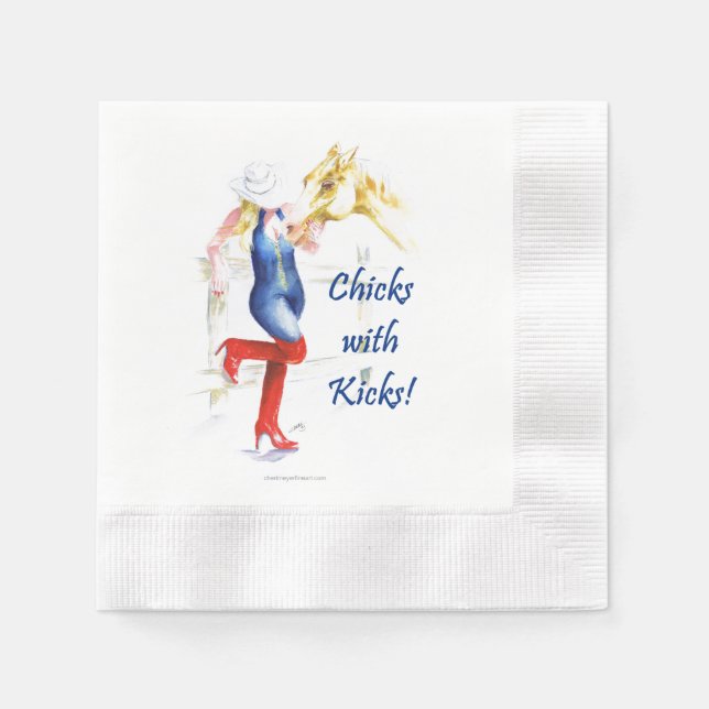 Serviette En Papier Cocktail Napkin-Sassy Cowgirl - Chicks with Kicks (Devant)