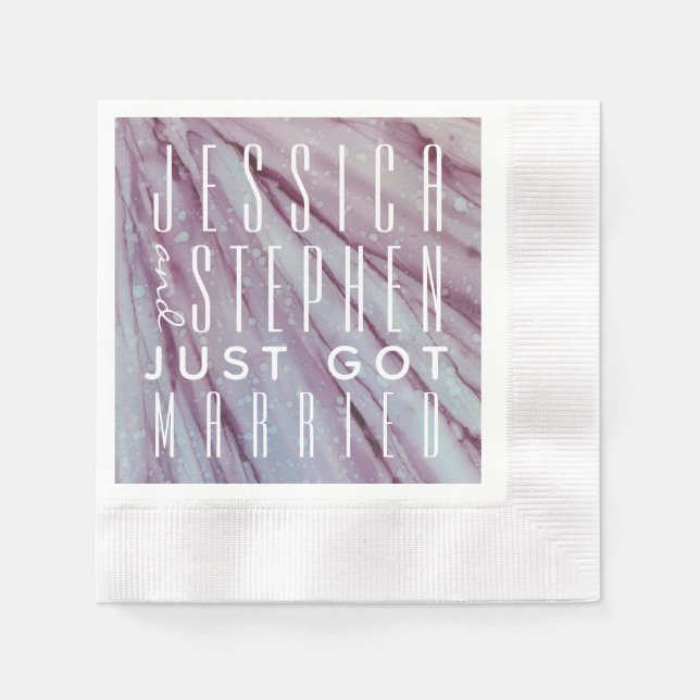 Serviette En Papier Cocktail Napkin Turquoise et Lavenders (Devant)