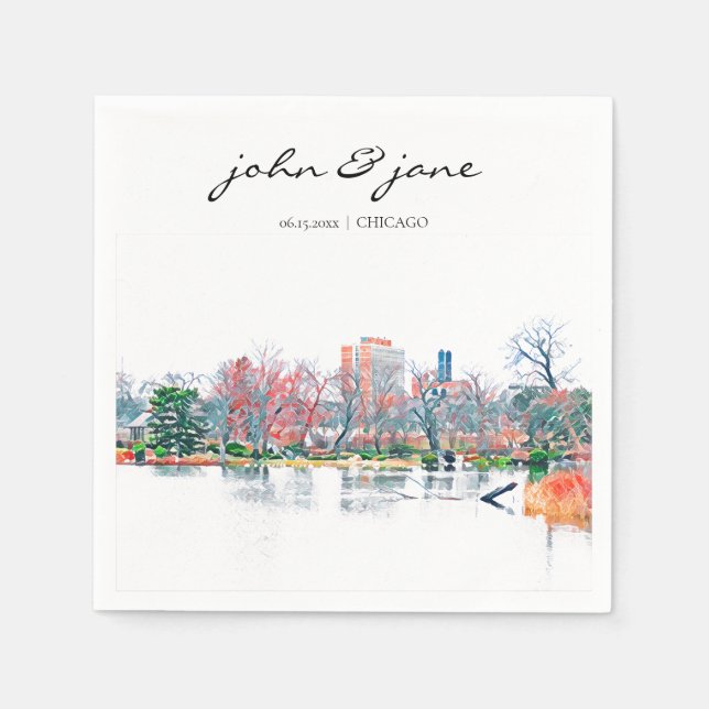 Serviette En Papier Cocktail Napktail Personnalisé Chicago Jackson Par (Devant)