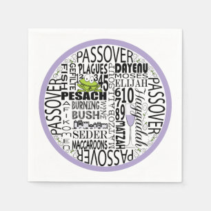Serviette En Papier Cocktail Pâque Napkins "Dayenu & more" Motif