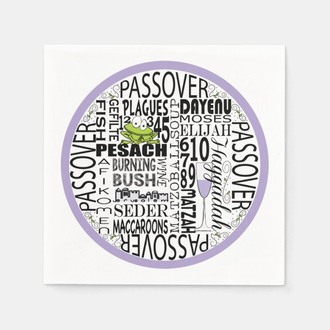 Serviette En Papier Cocktail Pâque Napkins "Dayenu & more" Motif (Devant)