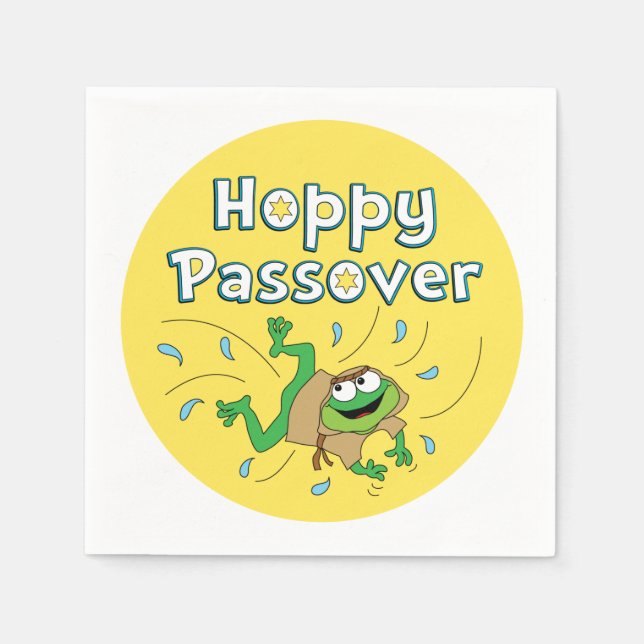 Serviette En Papier Cocktail Pâque Napkins "Hoppy Passover" (Devant)