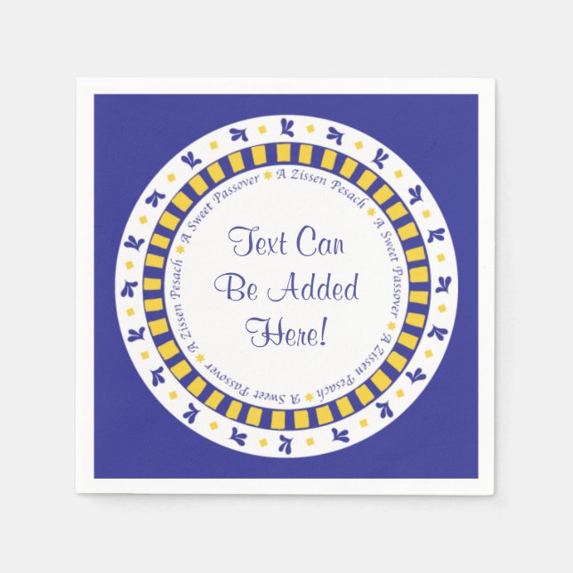 Serviette En Papier Cocktail Pâque Napkins Motif bleu/jaune étoile (Devant)