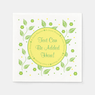 Serviette En Papier Cocktail Pâque Serviettes "Feuilles verts/jaunes"