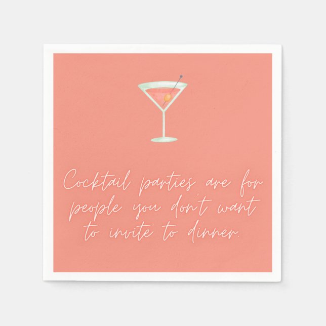 Serviette En Papier Cocktail partie amusant script saumon de serviette (Devant)