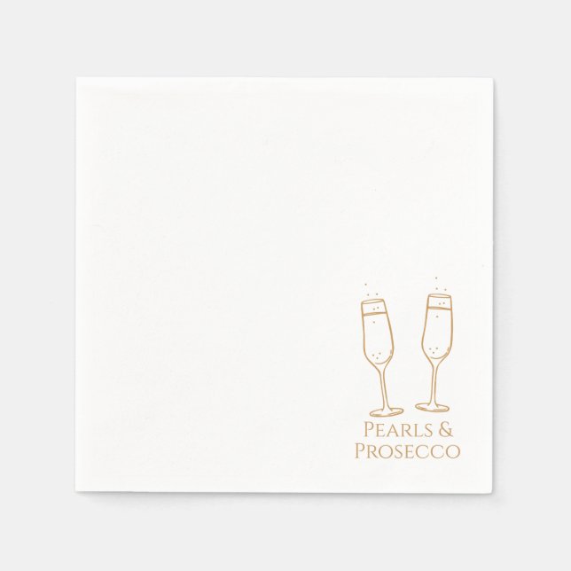 Serviette En Papier Cocktail Perles et Fête des mariées Prosecco (Devant)