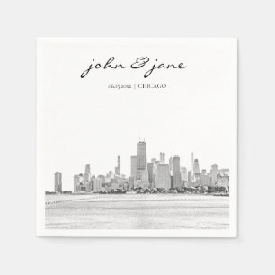 Serviette En Papier Cocktail personnalisé Chicago Skyline Napkin