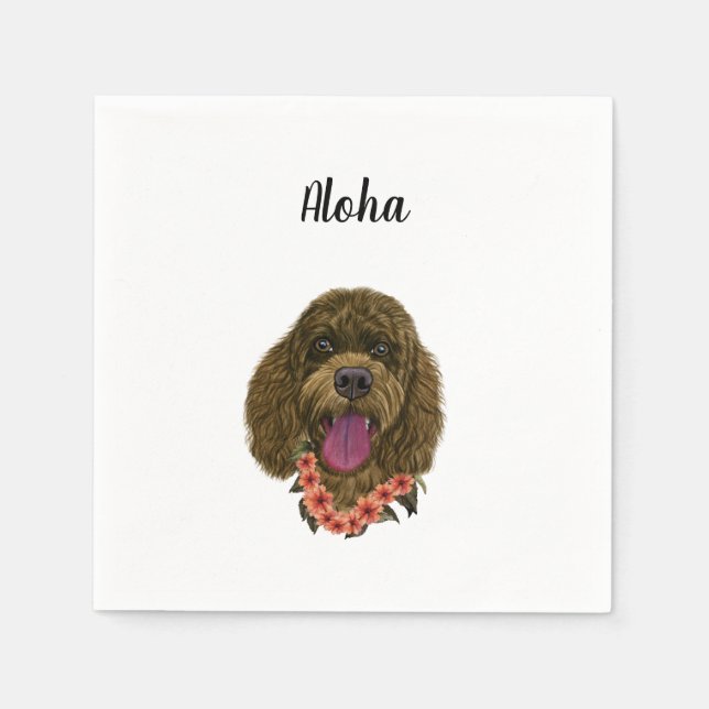 Serviette En Papier Cocktail personnalisé chien Napkin (Devant)
