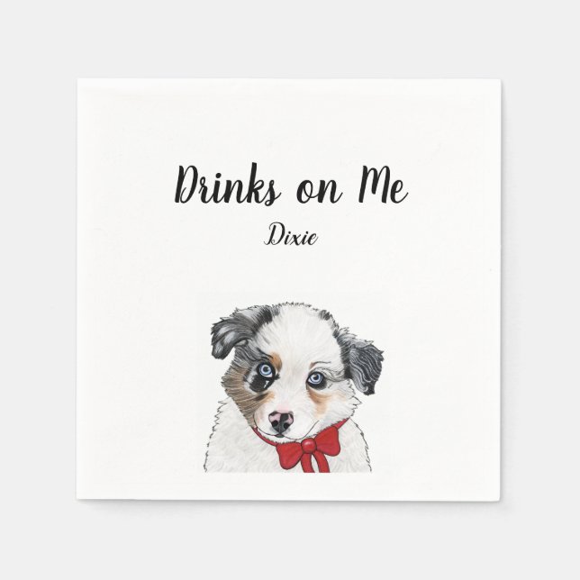Serviette En Papier Cocktail personnalisé chien Napkin (Devant)