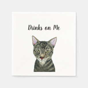 Serviette En Papier Cocktail personnalisé de chat Napkin