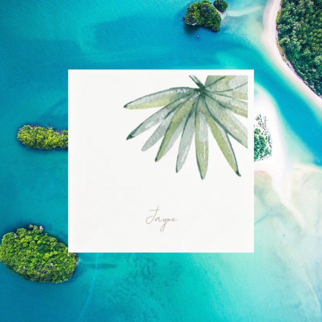 Serviette En Papier Cocktail personnalisé simple Tropical Frond (Créateur téléchargé)