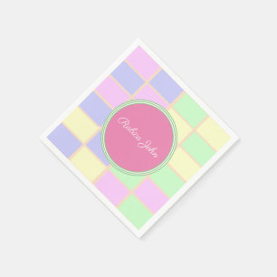 Serviette En Papier Cocktail personnalisé sur grille pastel douce
