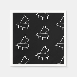 Serviette En Papier Cocktail Piano Noir et Blanc