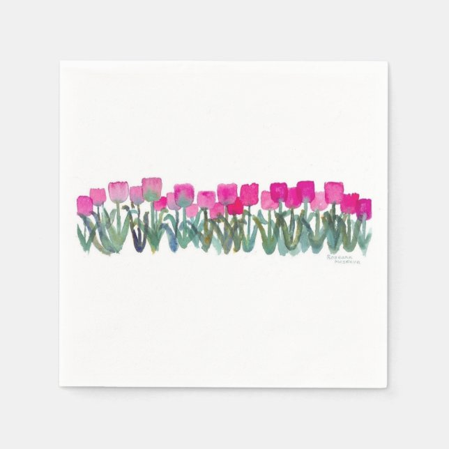 Serviette En Papier Cocktail Pink Tulip Grove Napkin (Devant)