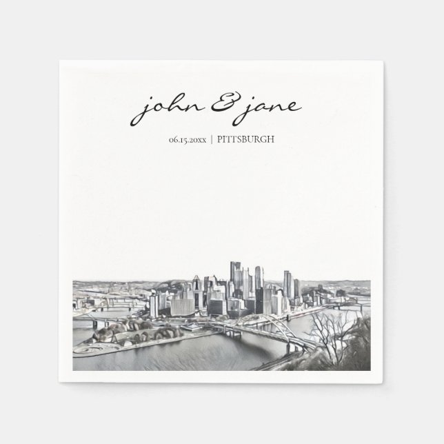 Serviette En Papier Cocktail Pittsburgh personnalisé Napkin (Devant)