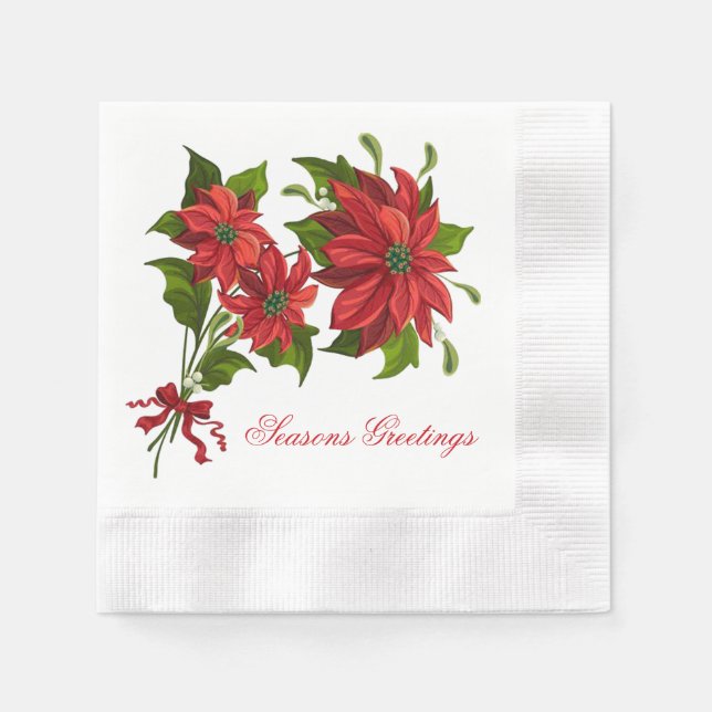 Serviette En Papier Cocktail Poinsettia (Devant)