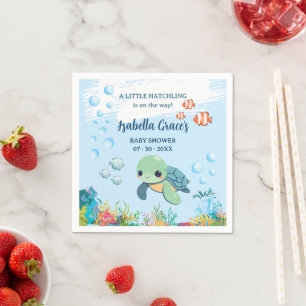 Serviette En Papier Cocktail pour Baby Shower Tortue de Mer Petit Nouv