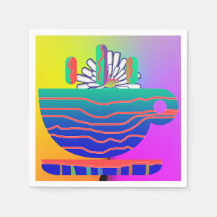 Serviette En Papier Cocktail Rainbow Cup Saucer Party