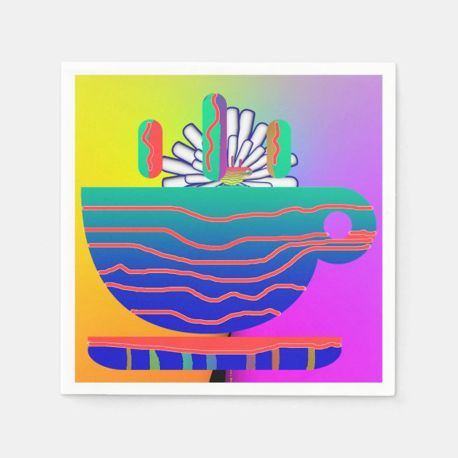 Serviette En Papier Cocktail Rainbow Cup Saucer Party (Devant)