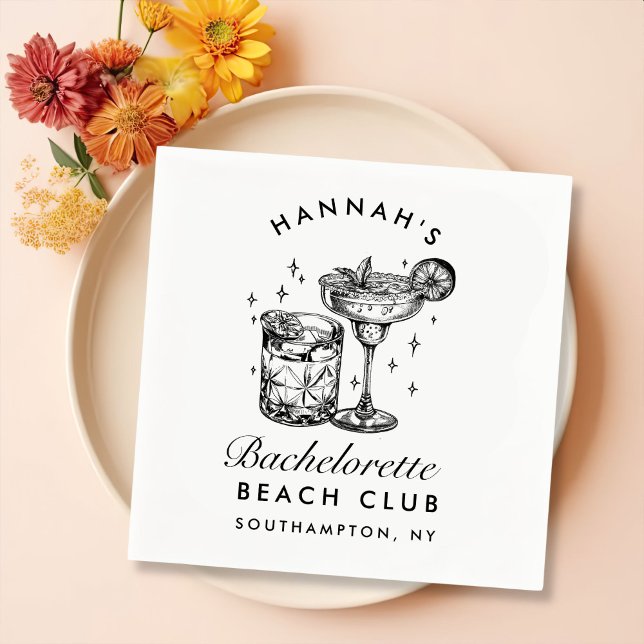 Serviette En Papier Cocktail rétro pour enterrement de vie de jeune fi (Créateur téléchargé)