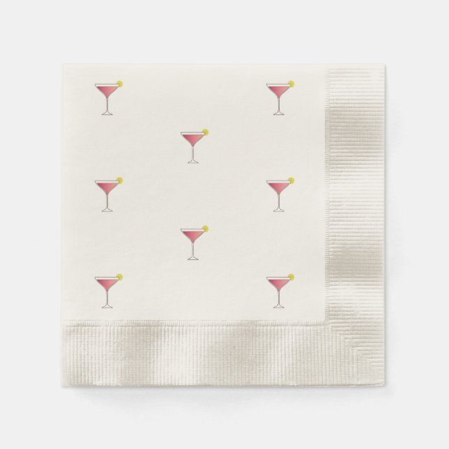 Serviette En Papier Cocktail rose avec une tranche de citron (Devant)
