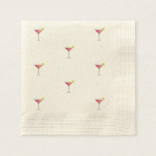 Serviette En Papier Cocktail rose avec une tranche de citron