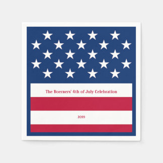 Serviette En Papier Cocktail Rouge Blanc & Bleu Patriotique Old Glory