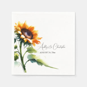 Serviette En Papier Cocktail Rustique Mariage de tournesol Napkin