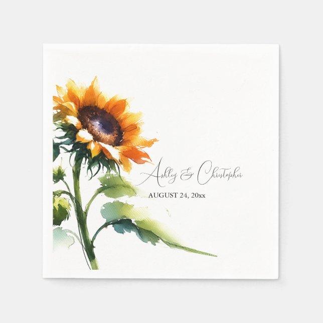 Serviette En Papier Cocktail Rustique Mariage de tournesol Napkin (Devant)
