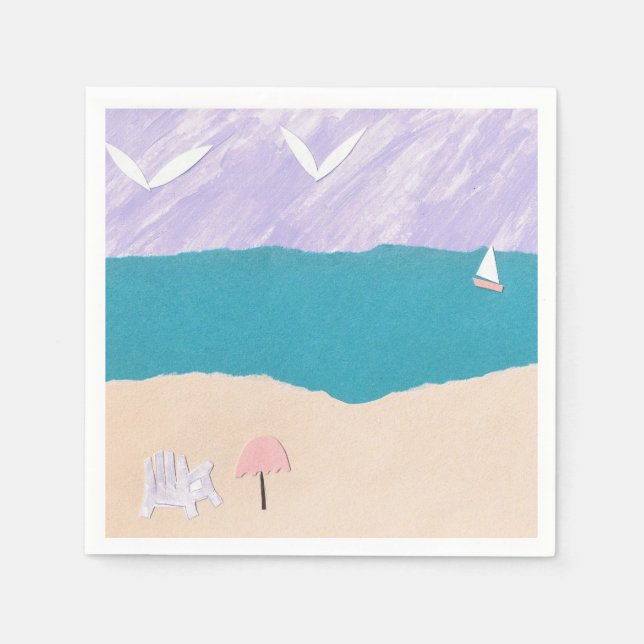 Serviette En Papier Cocktail serviettes avec conception de plage (Devant)