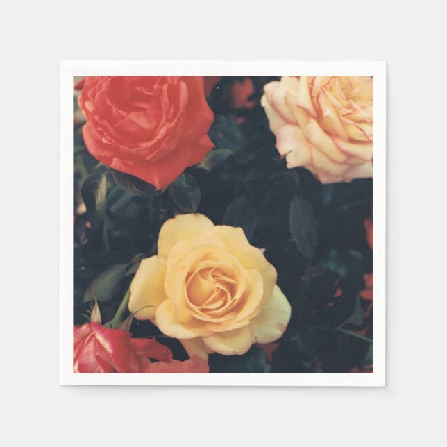 Serviette En Papier Cocktail serviettes avec Rose (Devant)