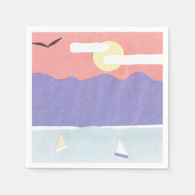 Serviette En Papier Cocktail serviettes avec un coucher de soleil (Devant)