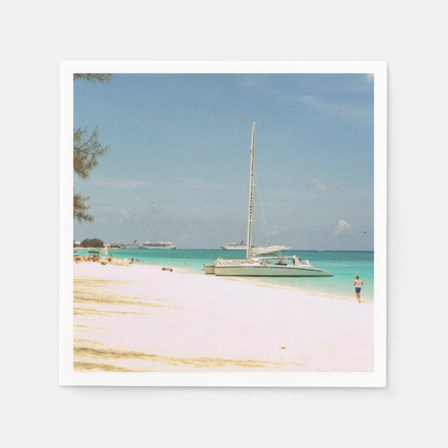 Serviette En Papier Cocktail serviettes avec une scène de plage (Devant)