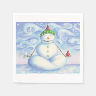Serviette En Papier Cocktail serviettes avec Yoga Snowman