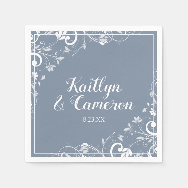 Serviette En Papier Cocktail serviettes | Bouquet chic (bleu foncé) DK (Devant)